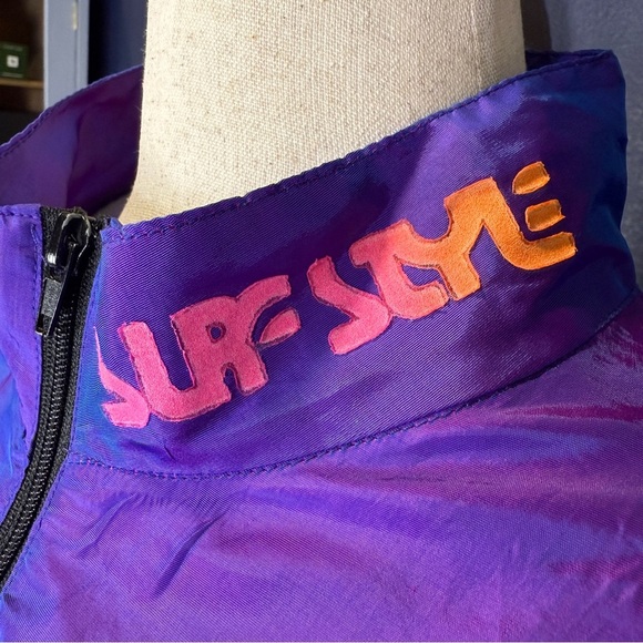 Surf Style Vintage 90s Iridescent Interplanetary Windbreaker Half Zip Jacket - Picture 4 of 10